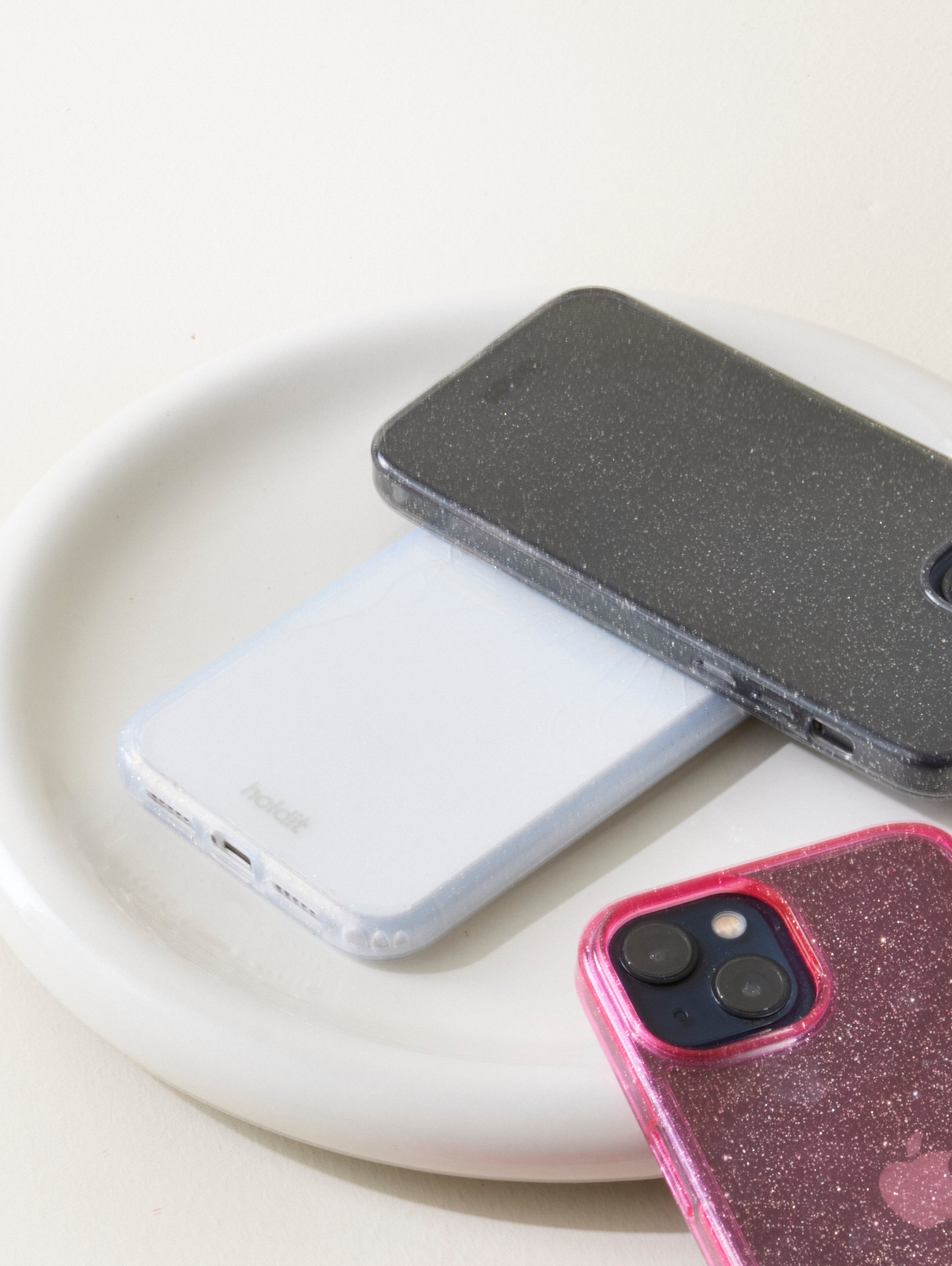 Holdit  Glitter iPhone cover - hvid