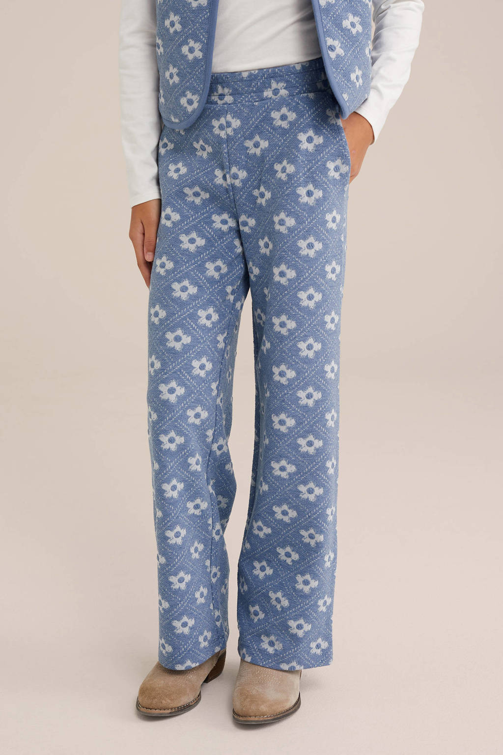 WE Fashion straight palazzo broek blauw
