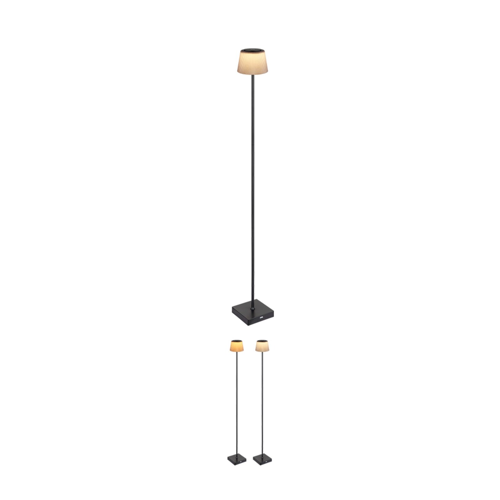 LED-Stehleuchte - schwarz-braun - dimmbar - USB-Anschluss