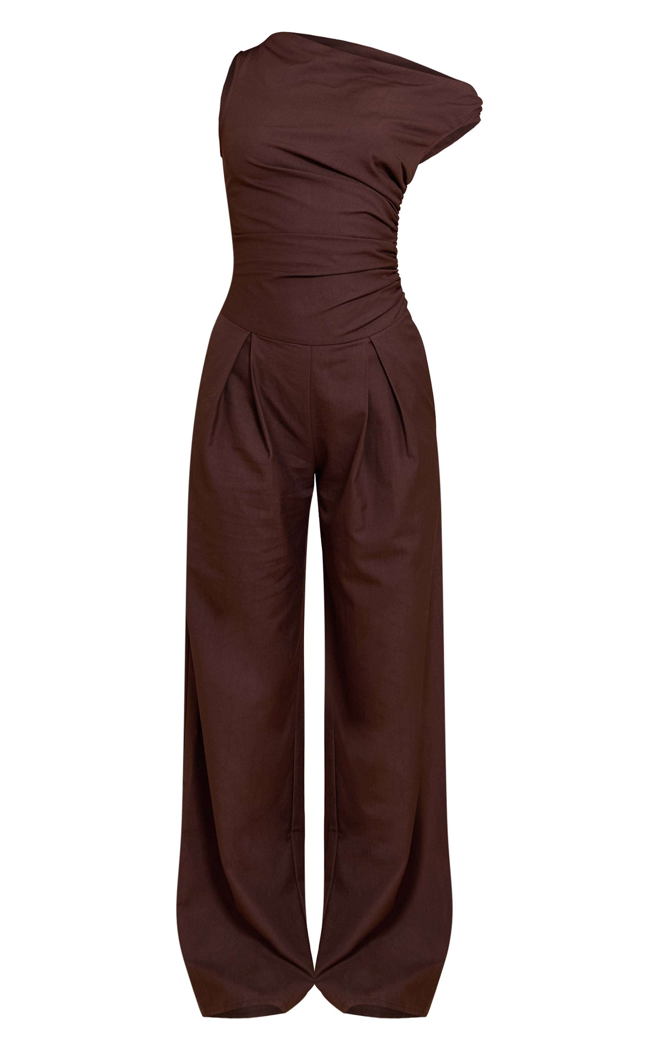 Chocolat Combinaison-pantalon Tissée Froncée À Manche Unique