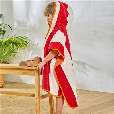 Poncho de bain enfant à rayures - 400 g/m²