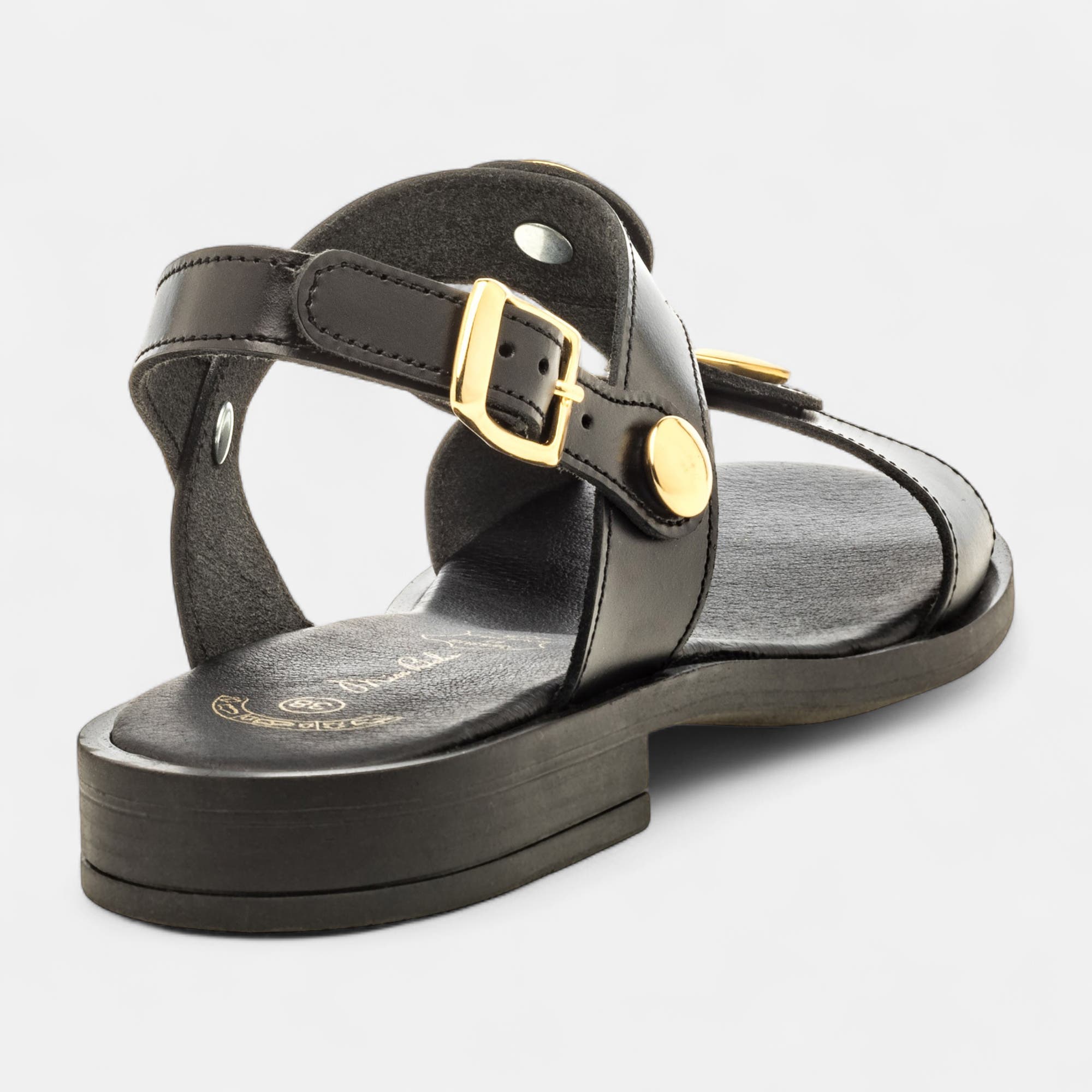 Nu-pieds Femme en cuir noir