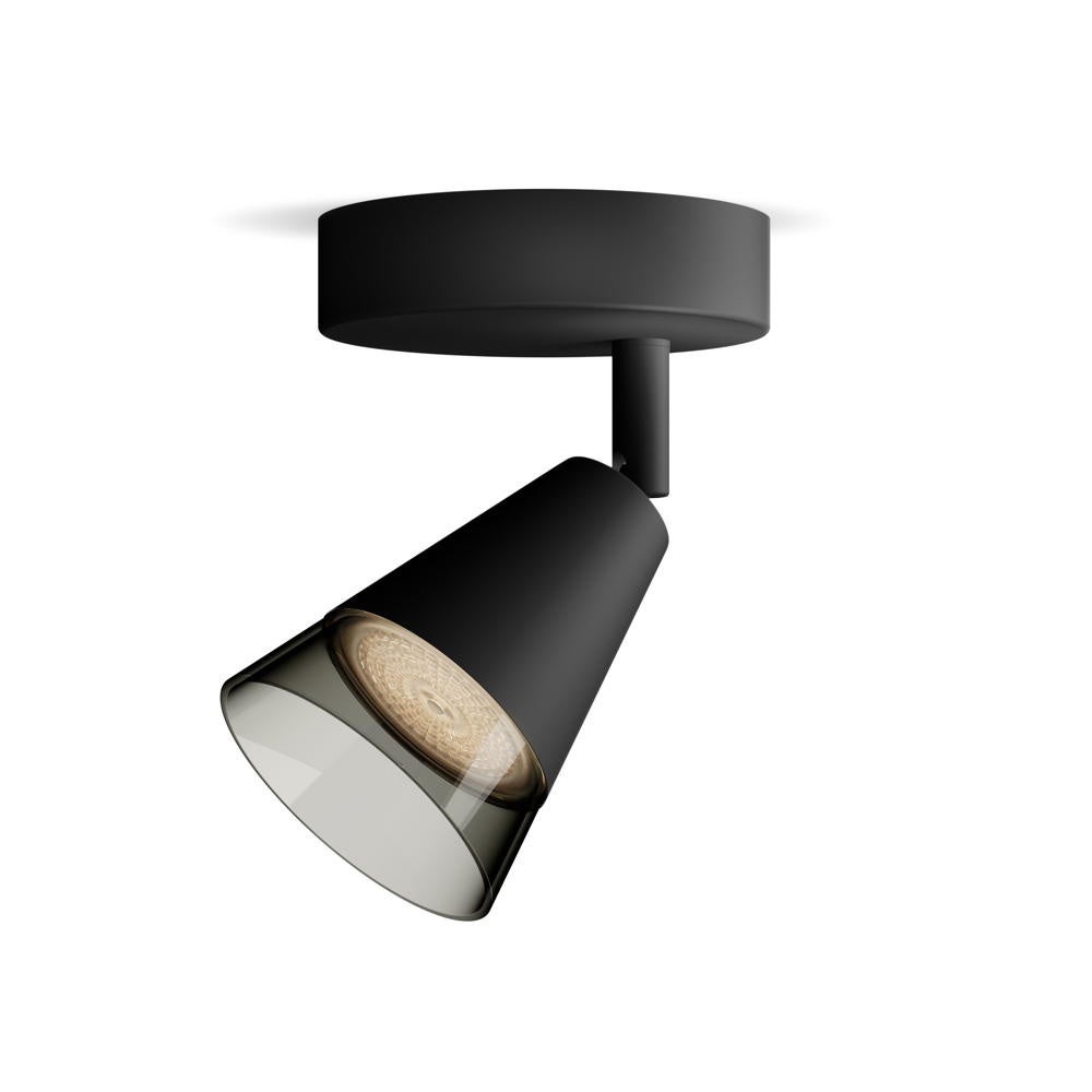 Gespleten wand- en plafondlamp in zwart-transparant en zwart GU10