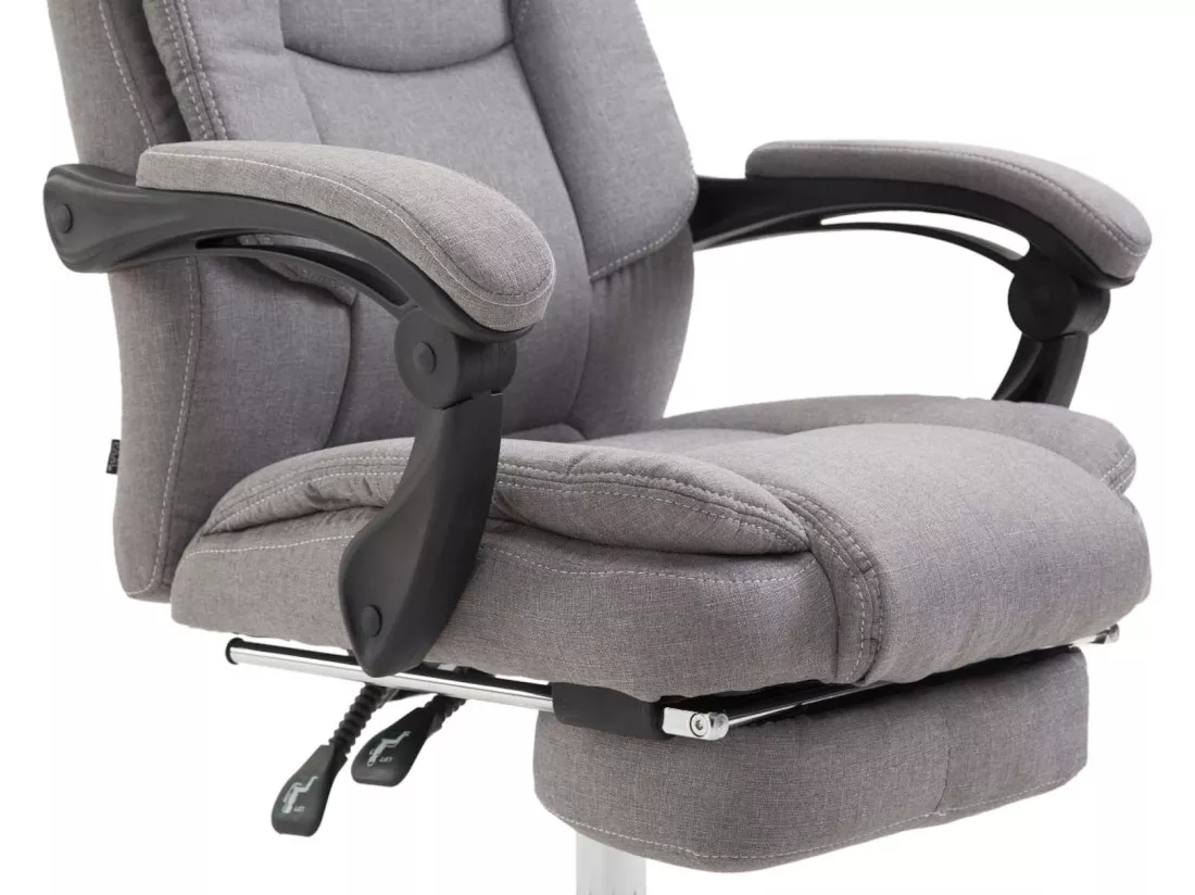 Chaise de bureau - Tissu & Métal chromé - Gris - Castle