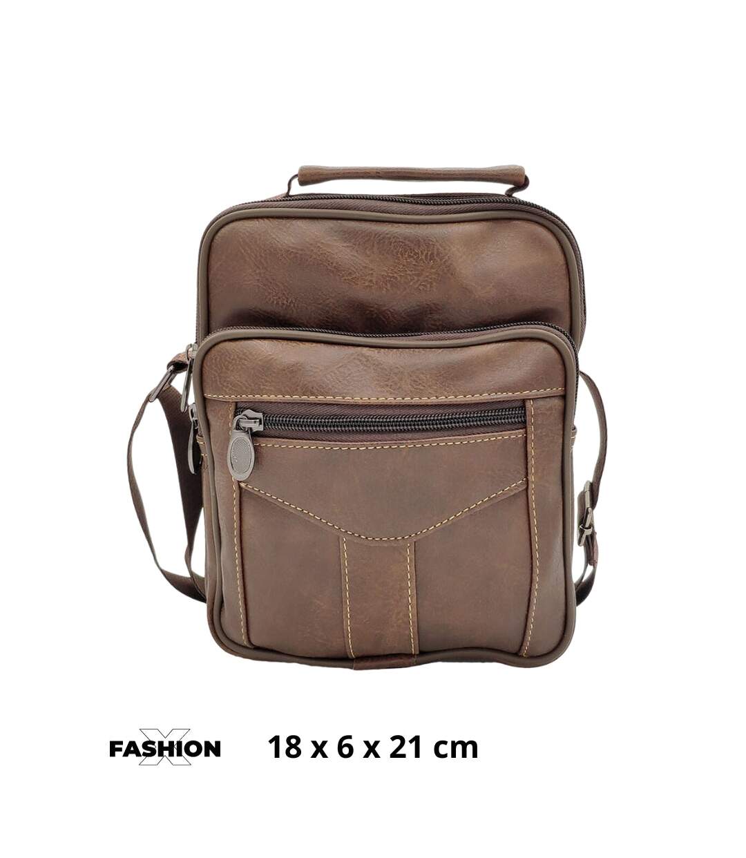 Sacoche bandoulière pour homme multi poches  - 100 polyuréthane - Couleur marron