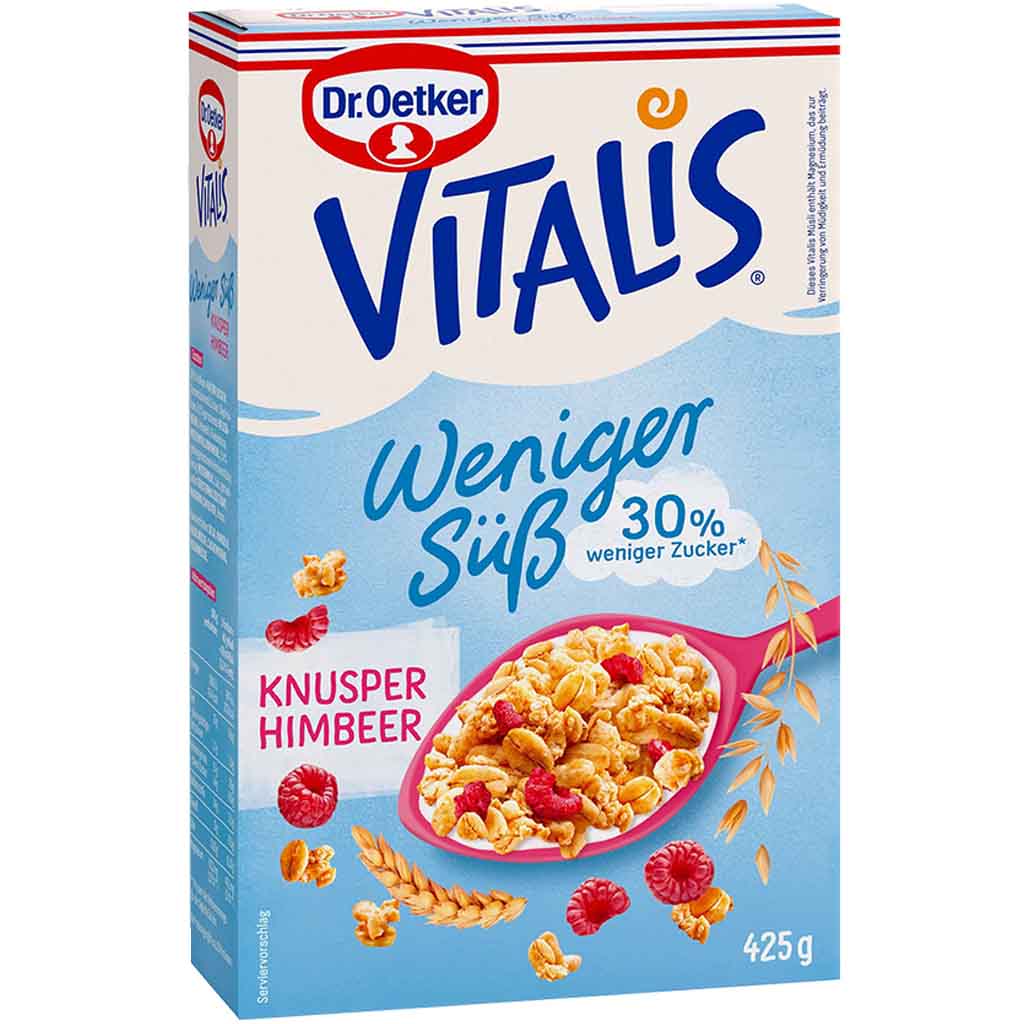Dr.Oetker VITALIS weniger süß Knusper Himbeer 425g MHD:30.10.25