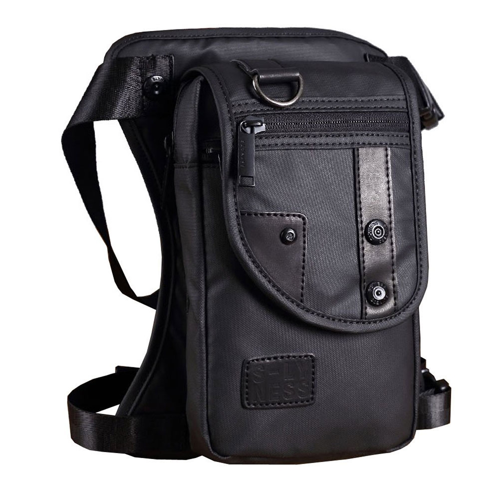 Spritzwasserfeste Multifunktions Oberschenkel Bein Tasche aus Oxford Material für Motorrad / Fahrrad / Reiten - Schwarz