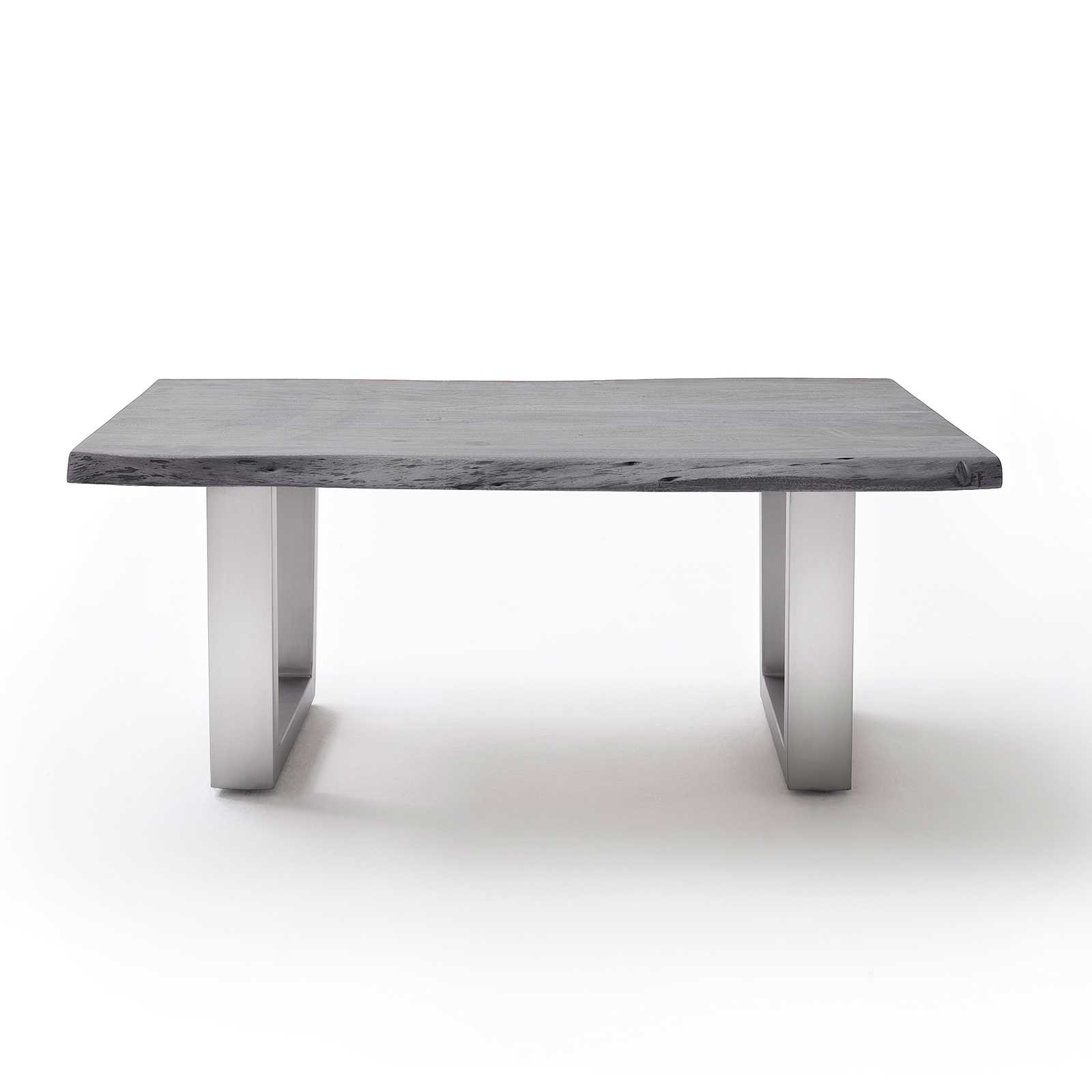 Couchtisch CARTAGENA - Akazie grau-Edelstahl - Trapez-Gestell - 110x70 cm