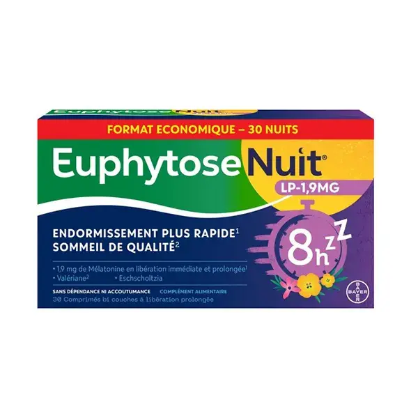 EuphytoseNuit® LP 1,9 mg de melatonina, 30 comprimidos de liberação prolongada