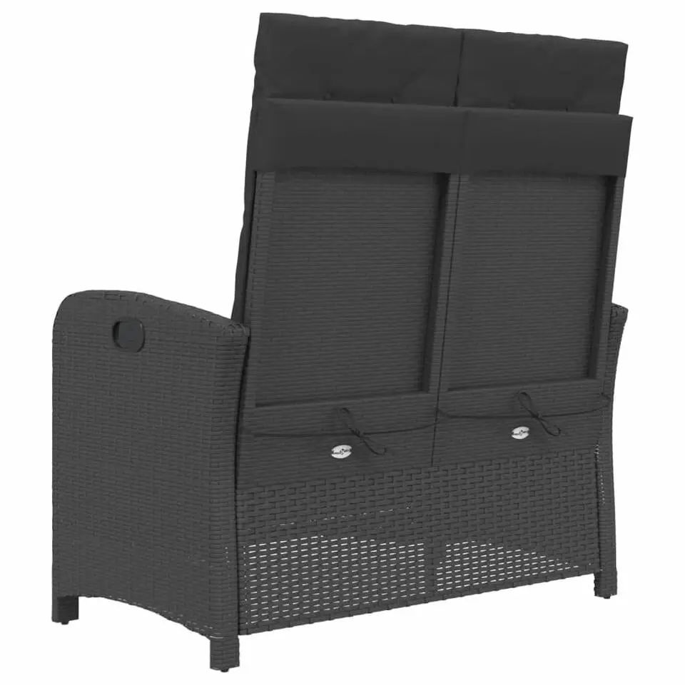 vidaXL - Verstelbare loungebank met kussens - Zwart - Poly rattan - 105x59x93 cm