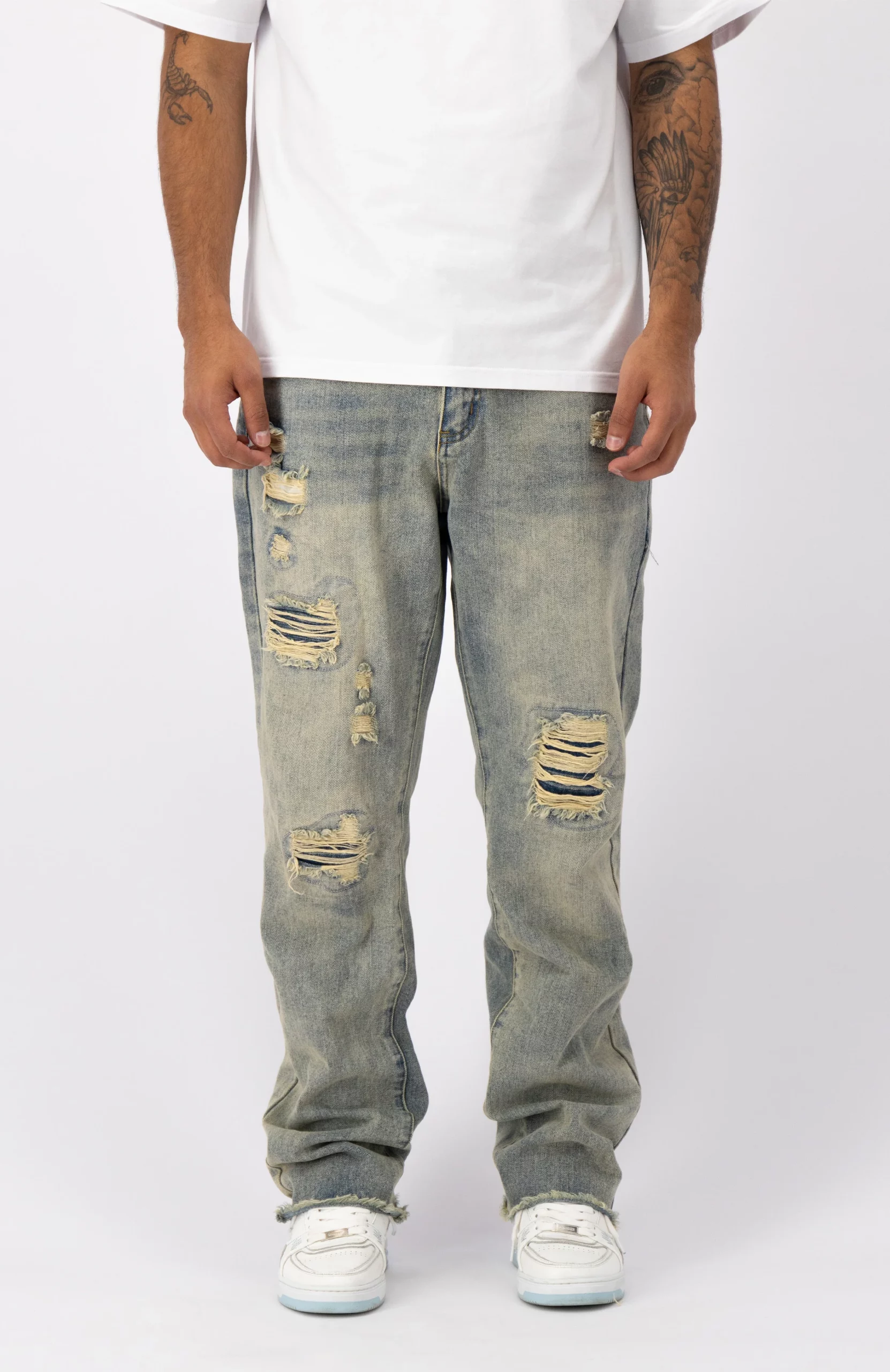 Black Bananas Distressed Jeans Blauw