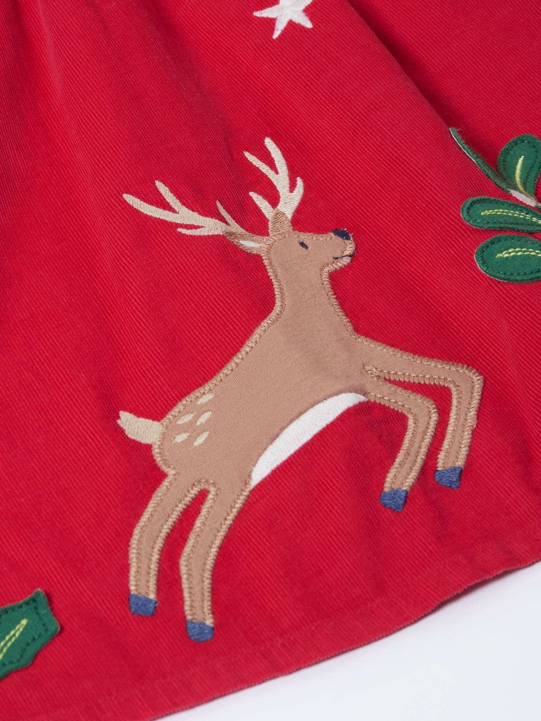Frugi Red Peony Christmas Cord Dress