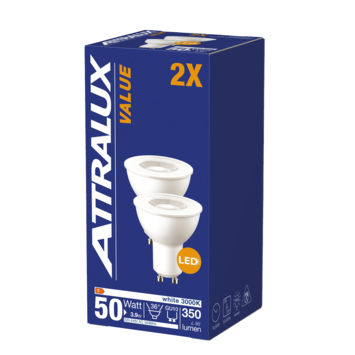 Attralux LED GU10 50W 3000K non-dim 2 stuks