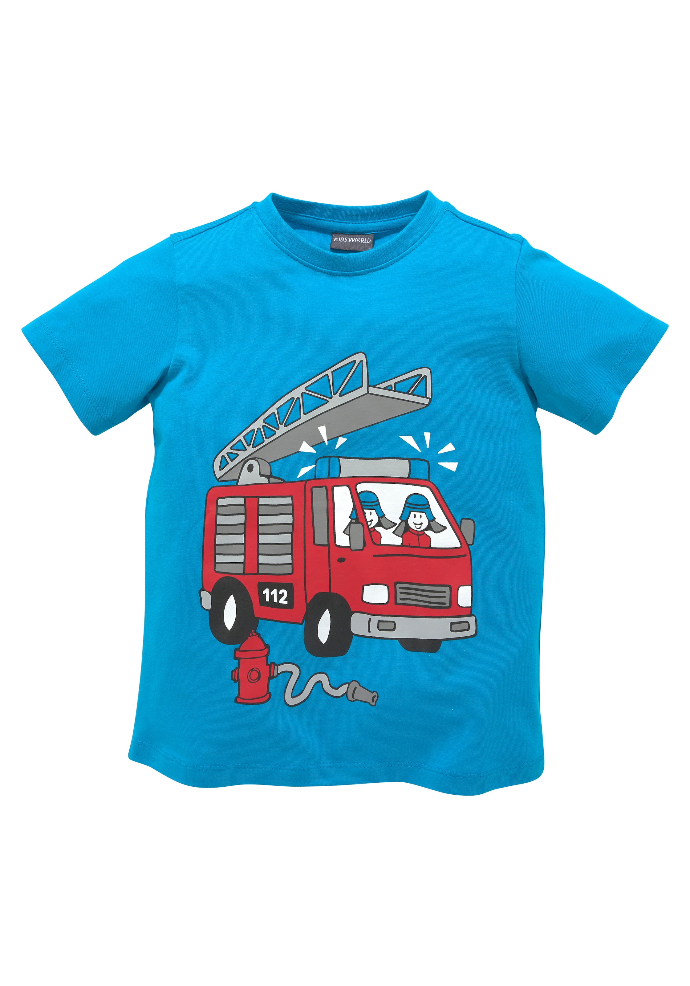KIDSWORLD T-Shirt »Mit coolem FEUERWEHR Druck«, Kurzarm,  Basic-Passform,  mit stylischem Druck,  Rundhalsausschnitt