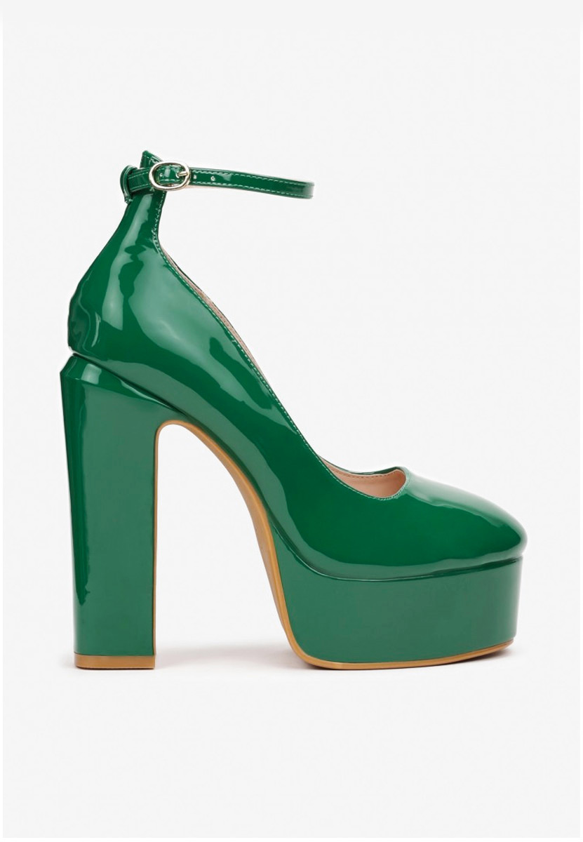Chaussures à talon épais et plateforme vert Matea V3