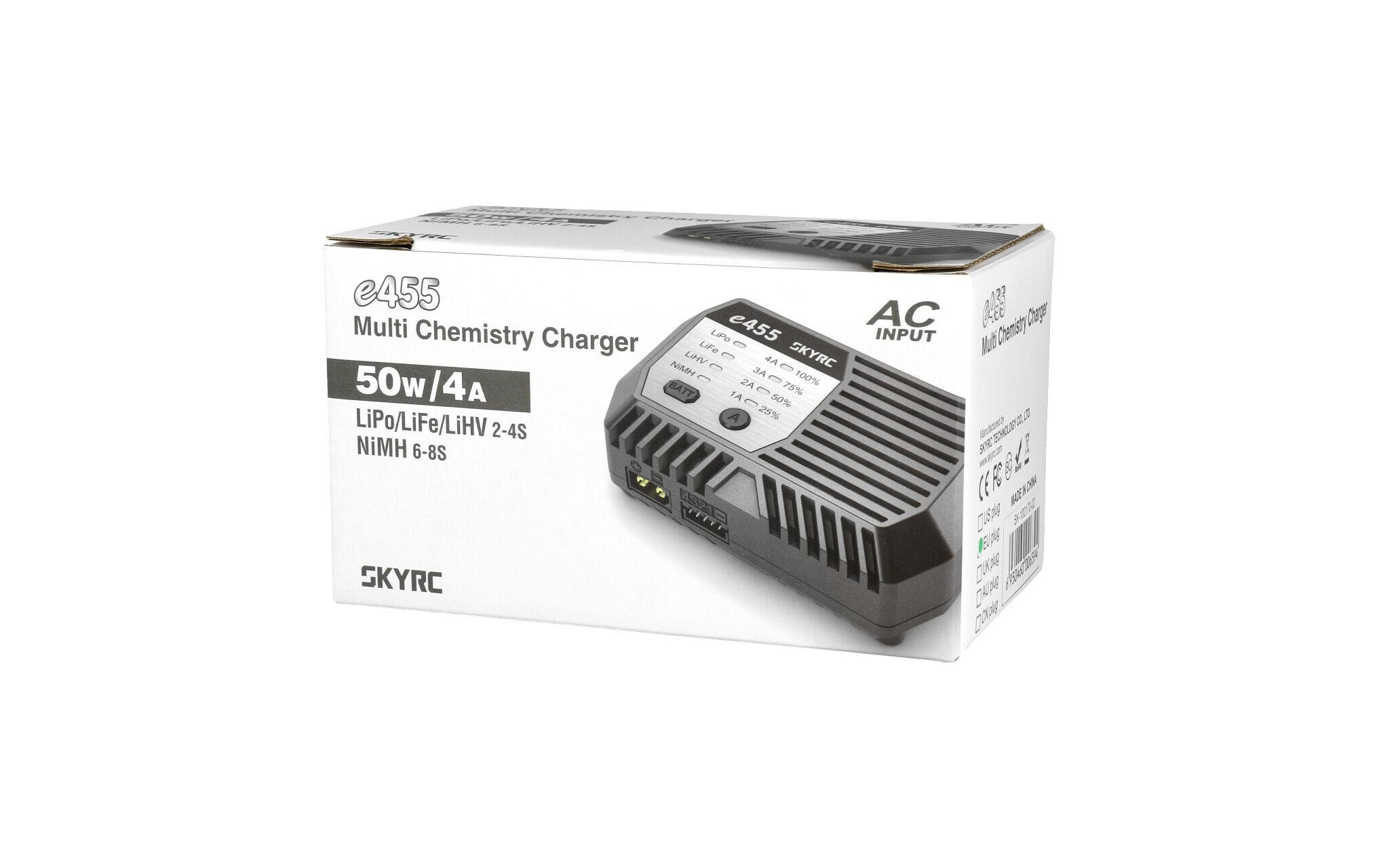 Ladegerät e455 AC NiMH 6-8 / LiPo 2-4S, 50WKompaktes Modellbau Ladegerät