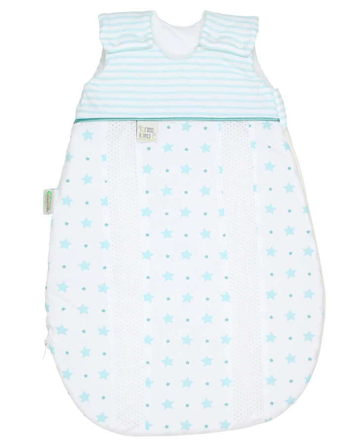 Jersey-Schlafsack BabyNest® PRIMAKLIMA STARS in weiß/mint