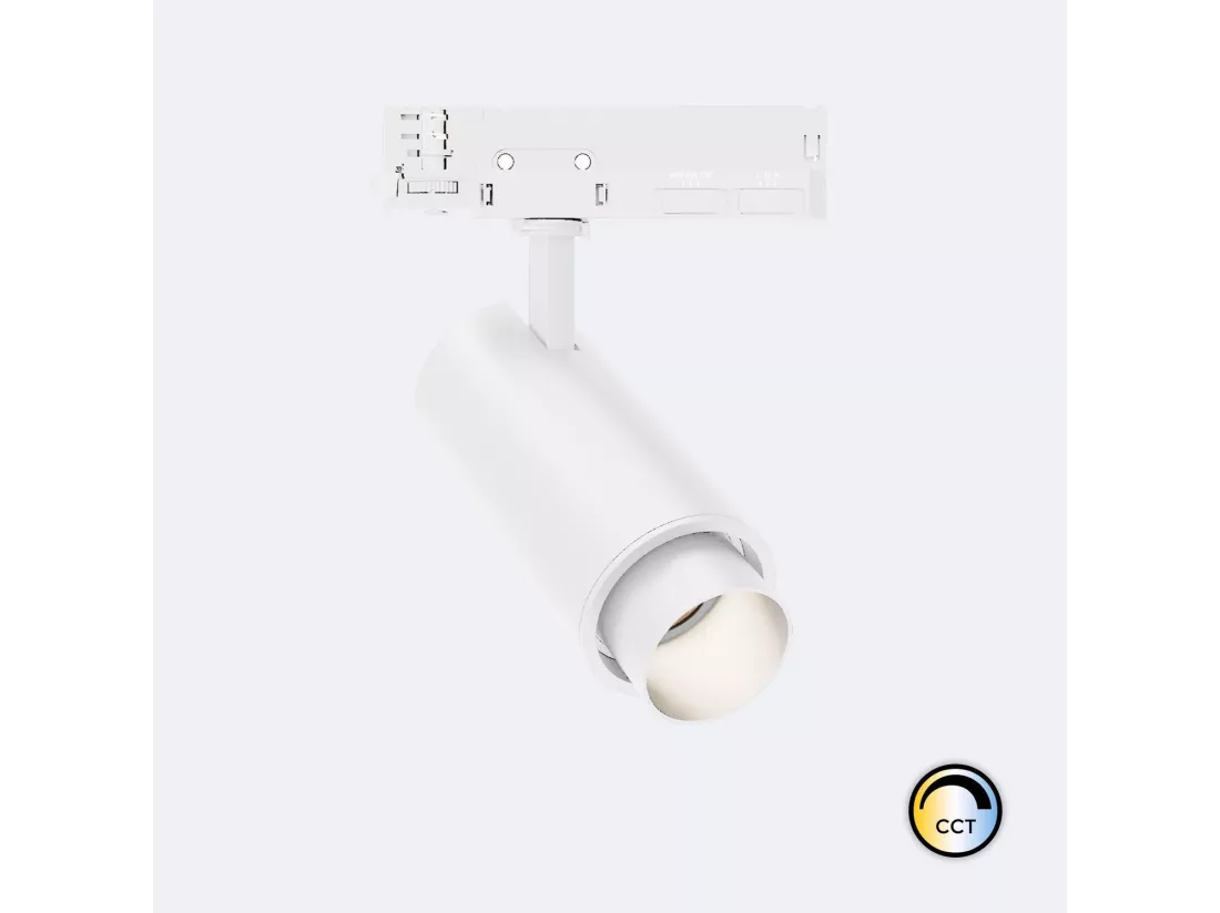 Spot LED Fasano Cylindre 20W CCT pour Rail Triphasé Dimmable Blanc (2700K - 3200K - 4000K) Sélectionnable