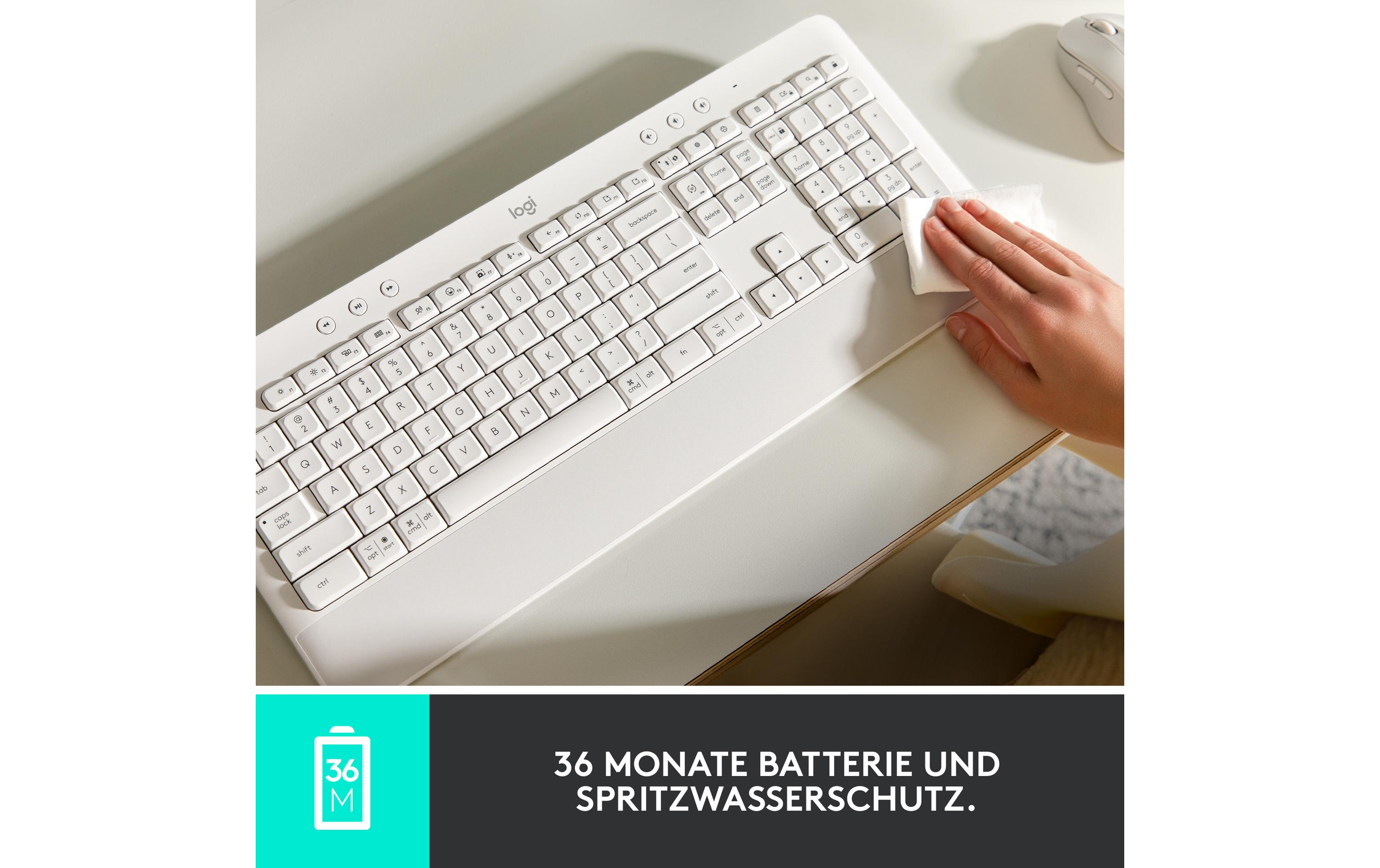 Tastatur Signature K650 GraphiteKabellose Komfort-Tastatur mit integrierter Soft-Touch-Handballenauflage