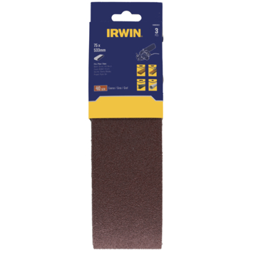 Irwin schuurband 75 x 533 mm K40 voor Bosch, Gamma, Festool,3 stuks