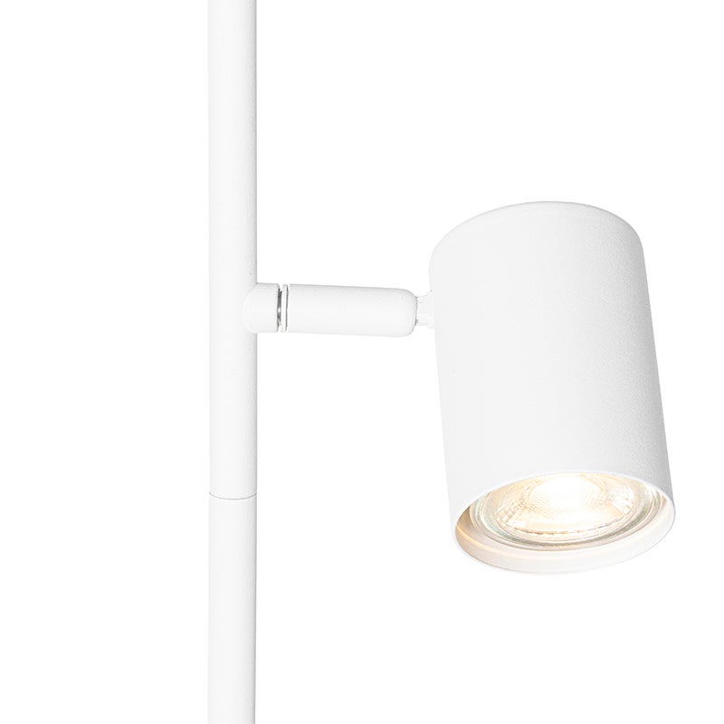 QAZQA - Moderne vloerlamp | Staande lamp | Vloerlamp | Lamp | Lamp, Wit, 3-lichts - Jeana | Woonkamer | Slaapkamer - Staal, Langwerpig - LED-compatibel, GU10