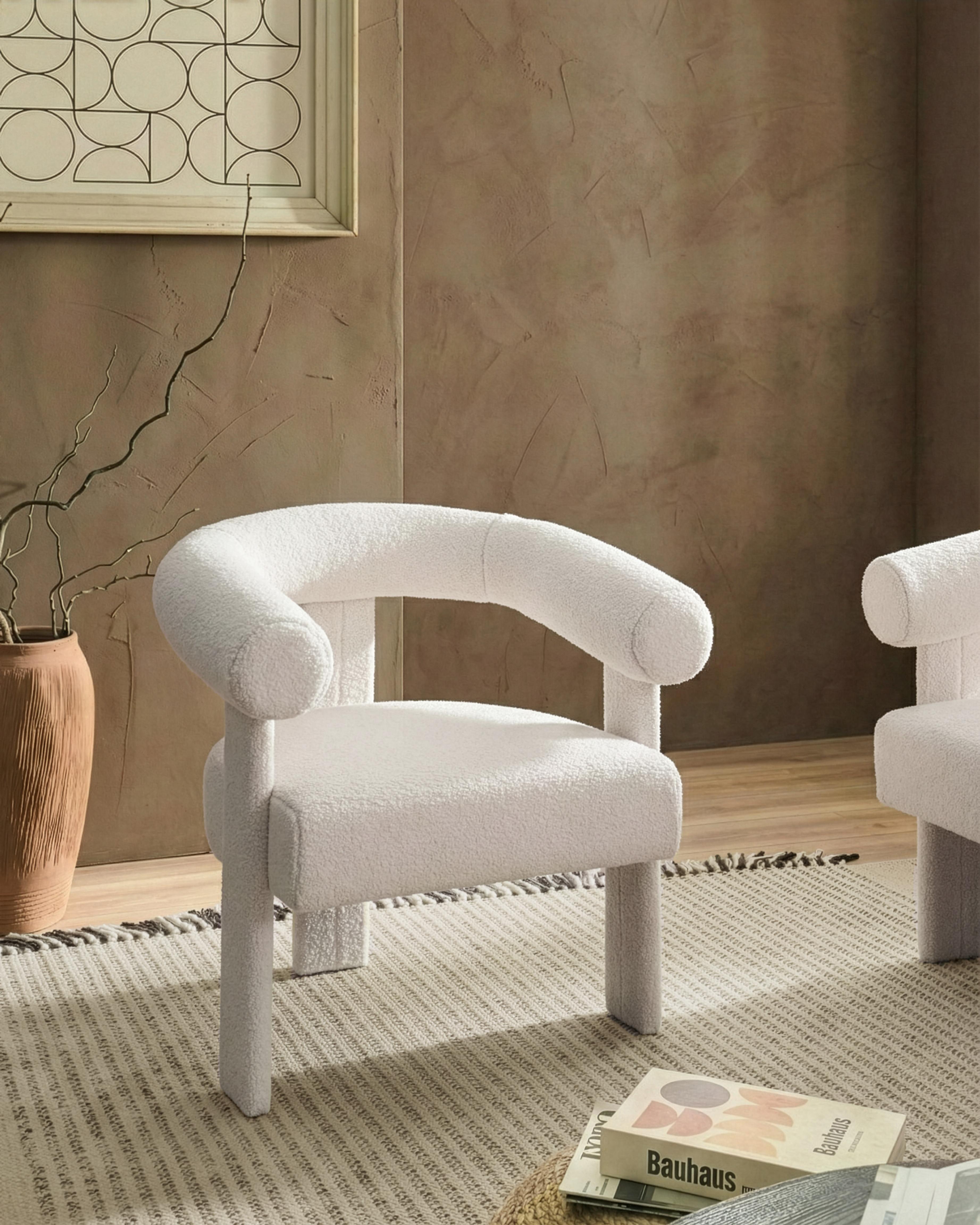 Fauteuil ILBRO Bouclé Gebroken wit