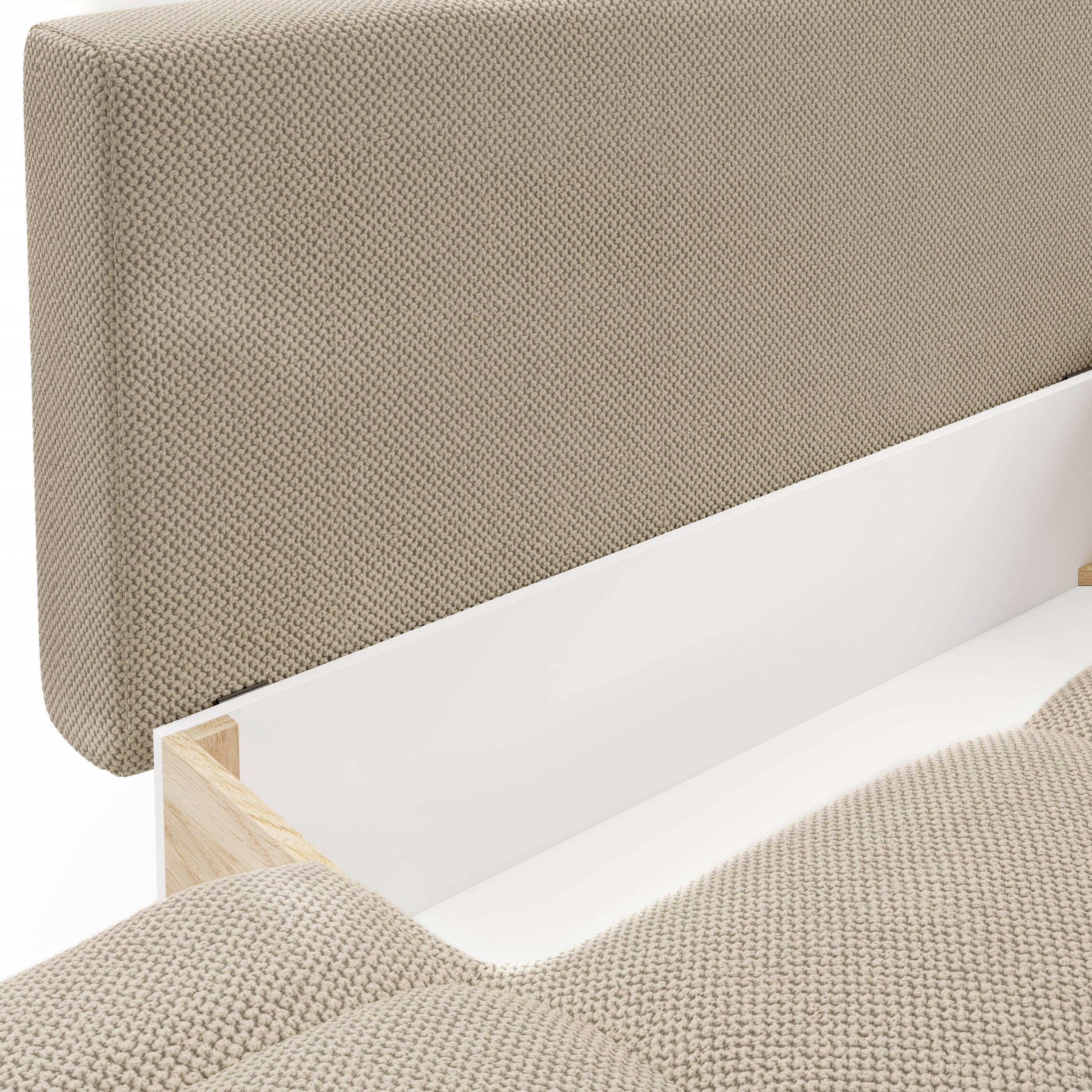 by fonQ Charme Hoekbank Rechts met Slaapfunctie - Weefstof - Beige