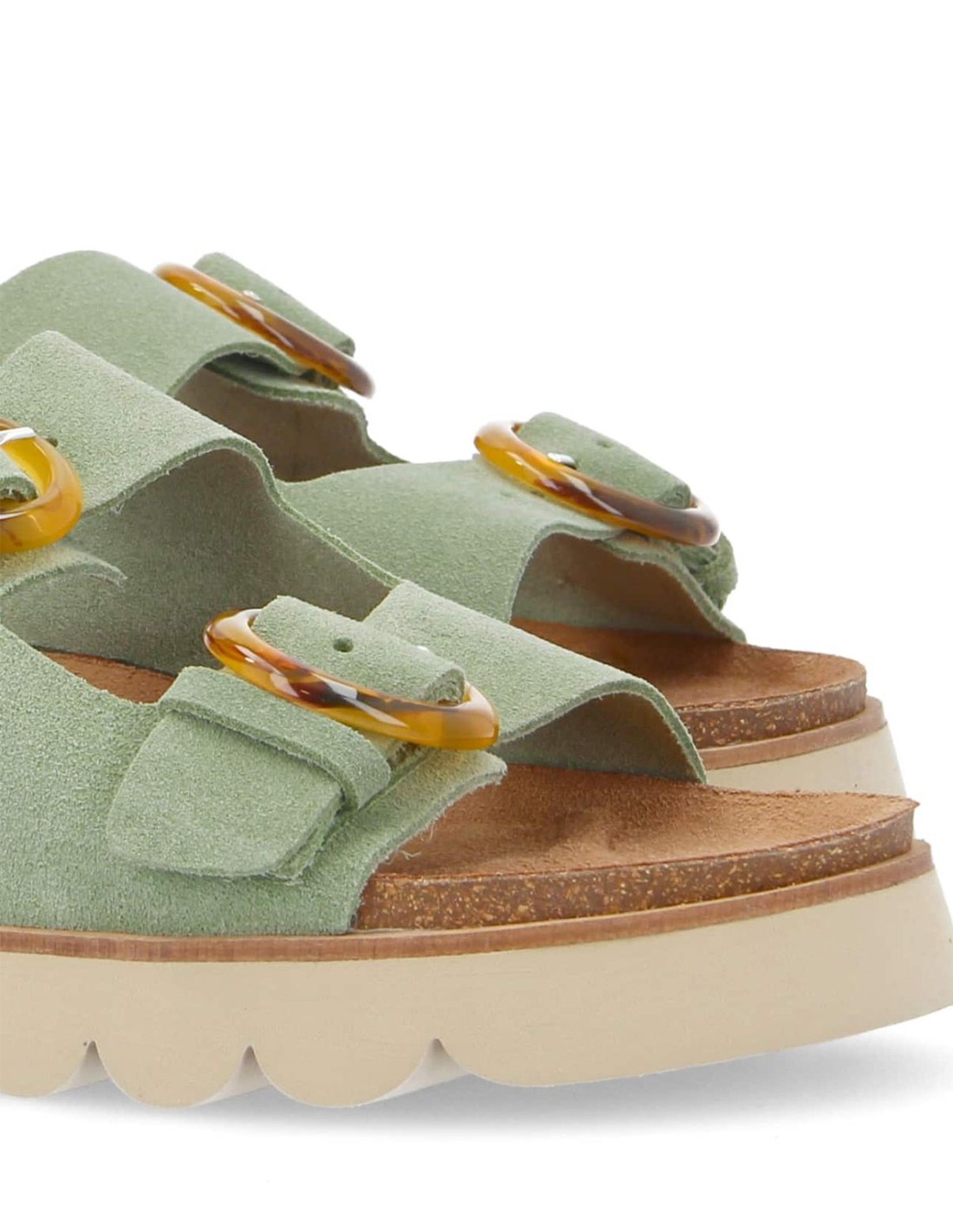 no name Mules Femme Sandy Slap Cuir Tilleul