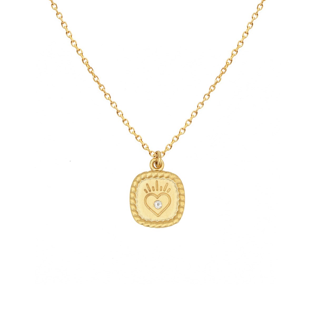 Collier coeur et zircon doré à l'or fin 24K MINI ORACLES