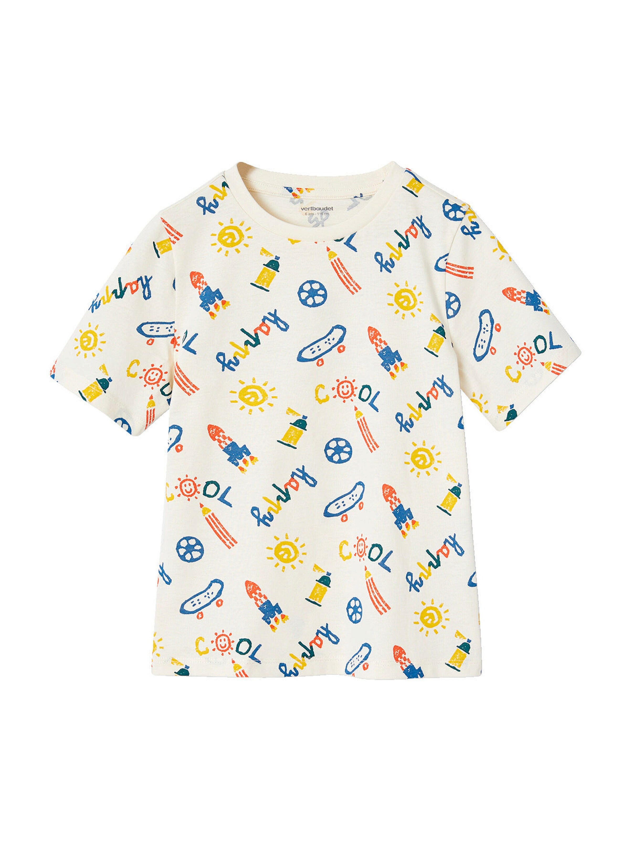 Vertbaudet 2er-Pack Jungen Sommer-Schlafanzüge COOL mit Recycling-Baumwolle wollweiß