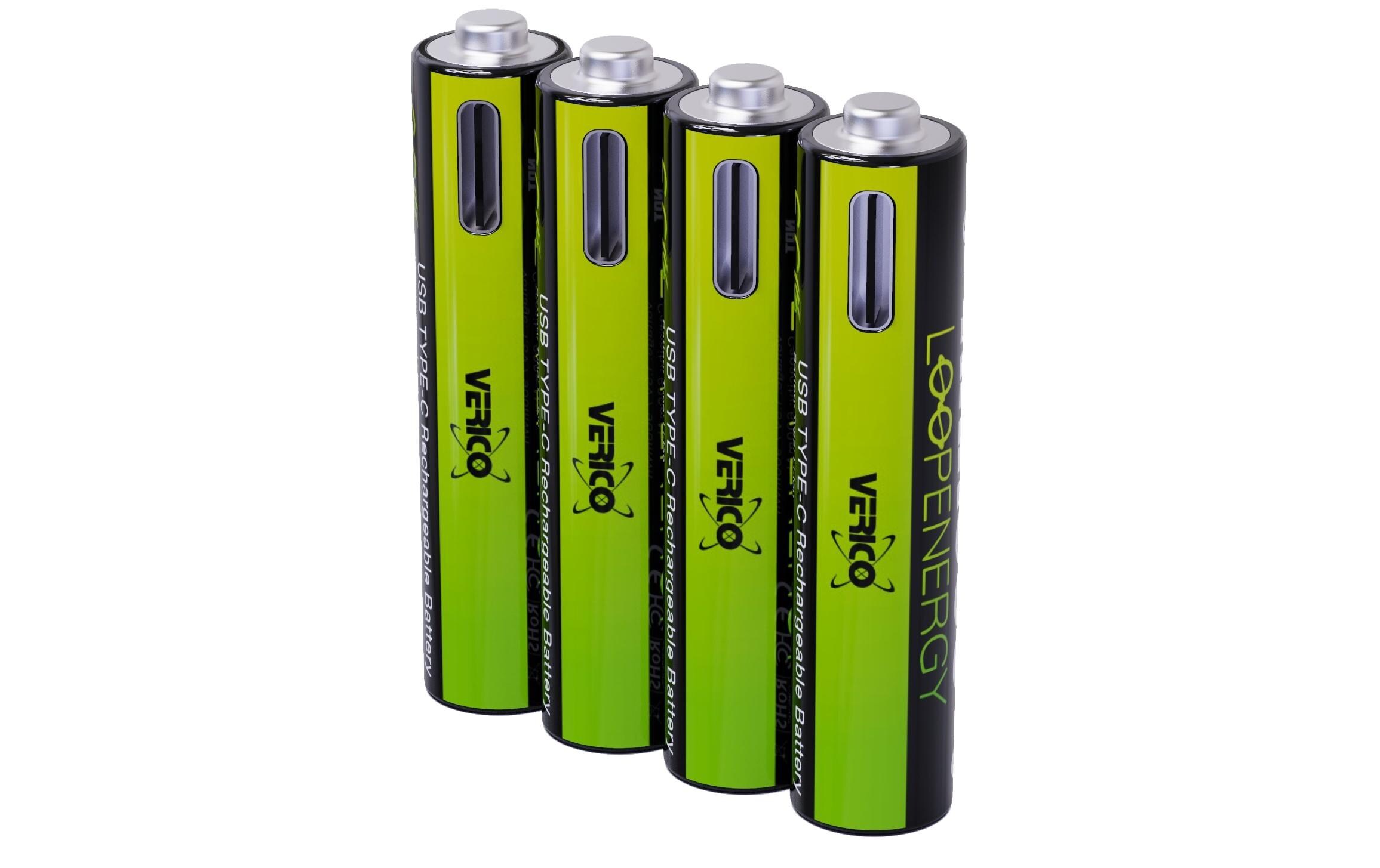 Akku Li-Ion AAA mit USB-C 600 mAh, 4 StückAAA-Akkus mit USB-C-Ladeanschluss