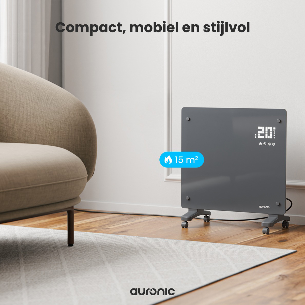 Auronic 1000 watt glazen paneel kachel - Grey