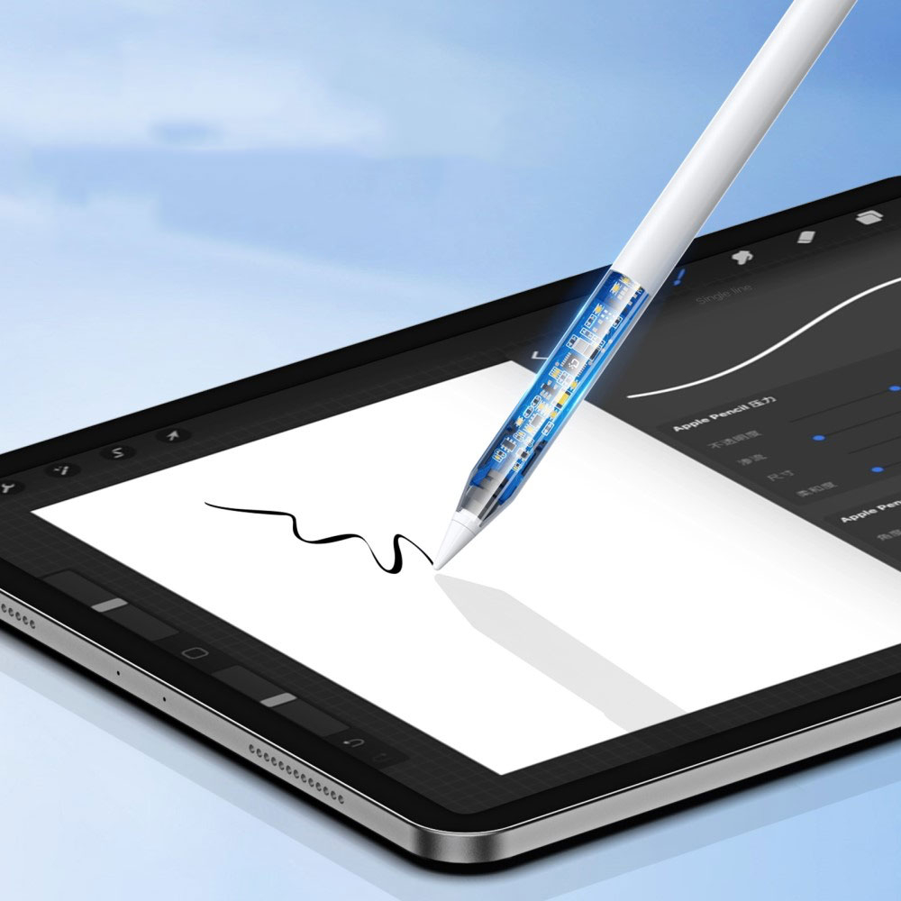 Magnetischer Touch Pen Stylus Pencil Handballenerkennung mit Akku Displayanzeige für iPad - Weiss