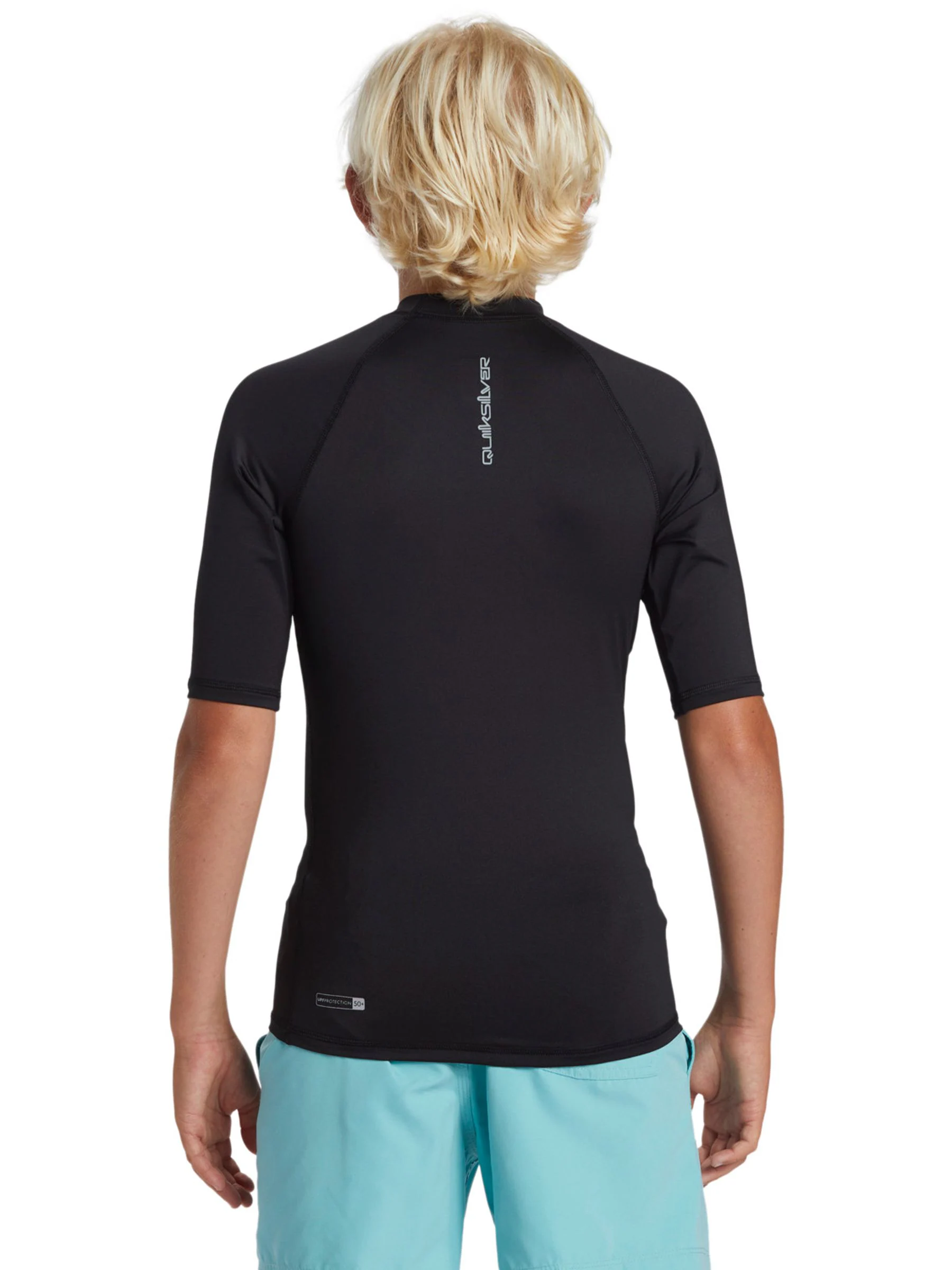 Zwart - Quiksilver Youth UPF50 uv-werend hemdje met korte mouwen
