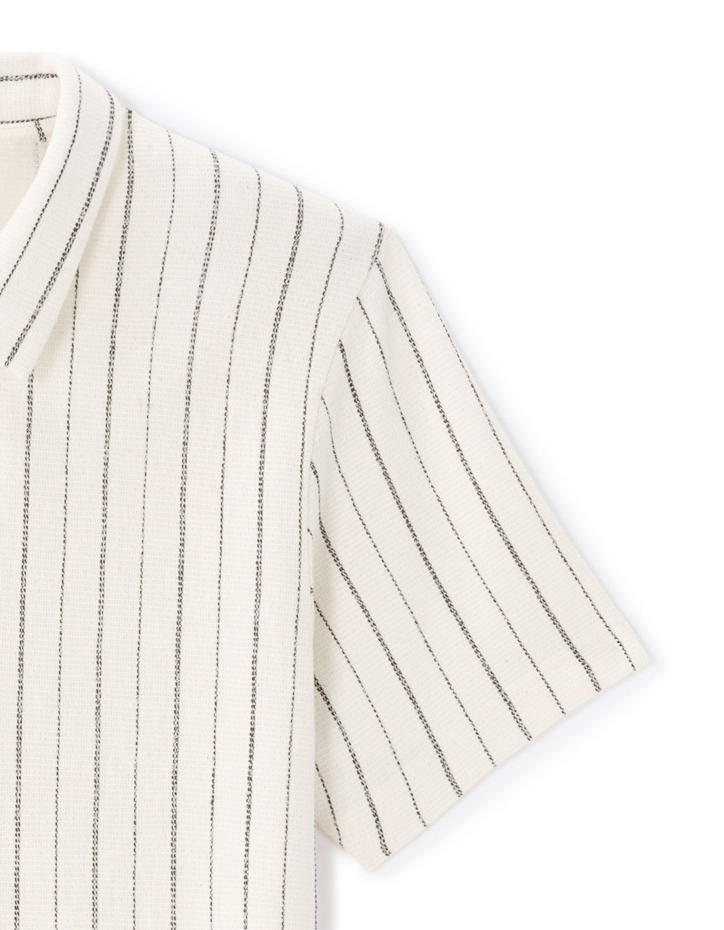 Polo regular rayé et texturé - écru