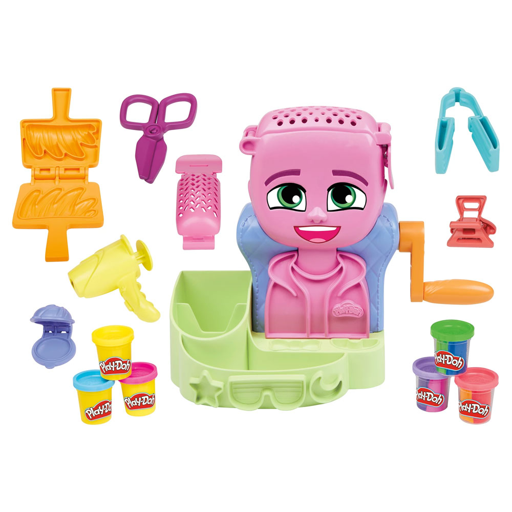 (14-tlg. Set) Kinder Knete DIY Modellier Spielzeug inkl. Frisuren Kopf (F88075L0) - Wilder Friseur