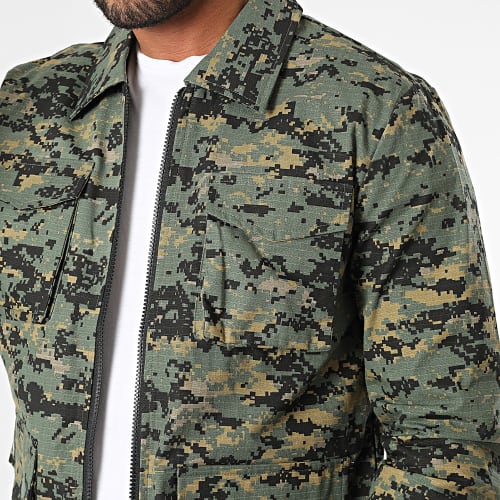 Veste Zippée Camouflage Vert Kaki