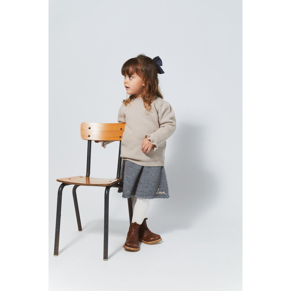 Køb COPENHAGEN COLORS Grå Mel Cashmere Nederdel W. Emb