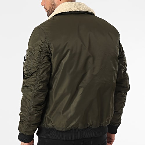 Veste Bomber Col Fourrure Hermitage Allport Vert Kaki