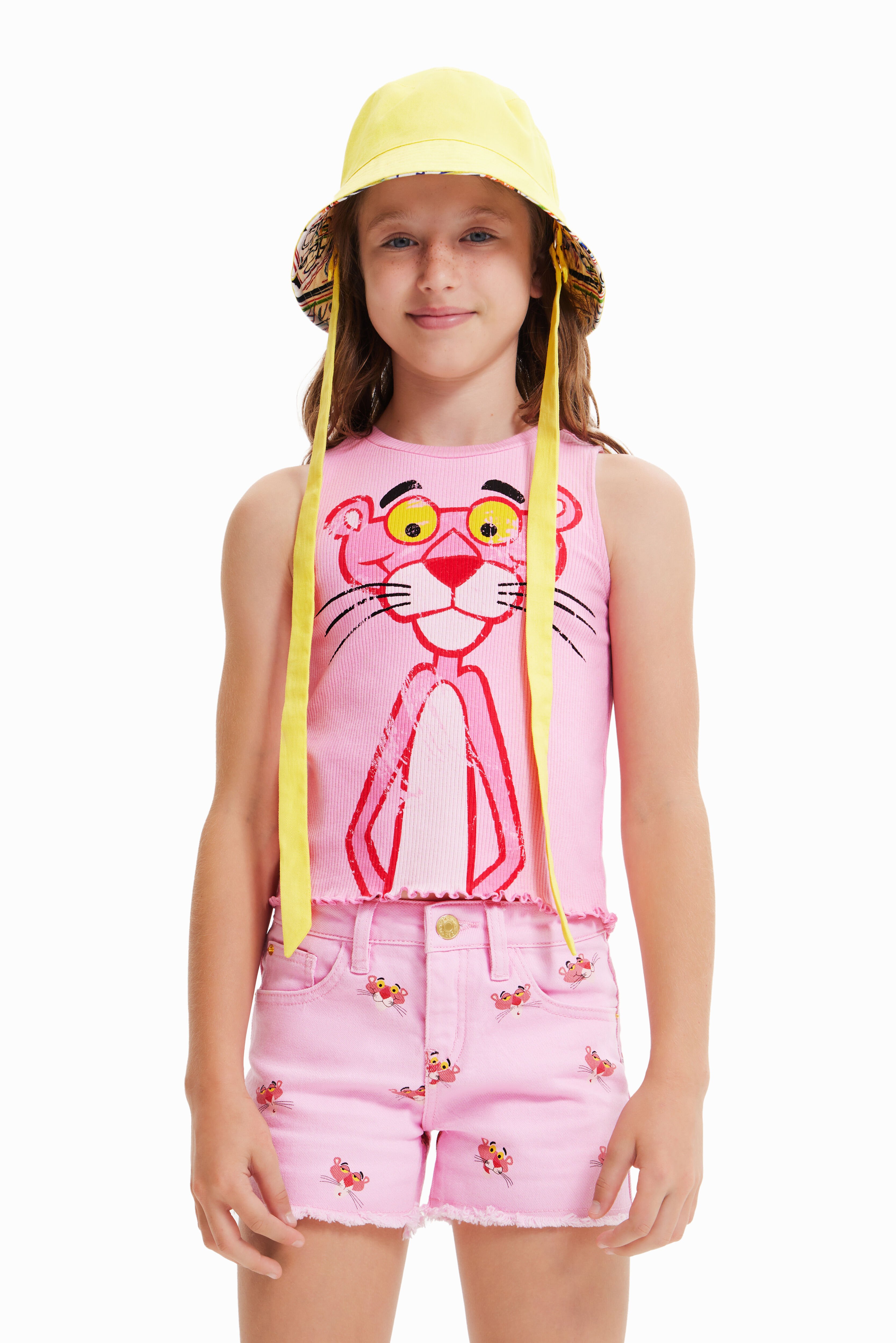 T-shirt Panthère rose tissu côtelé