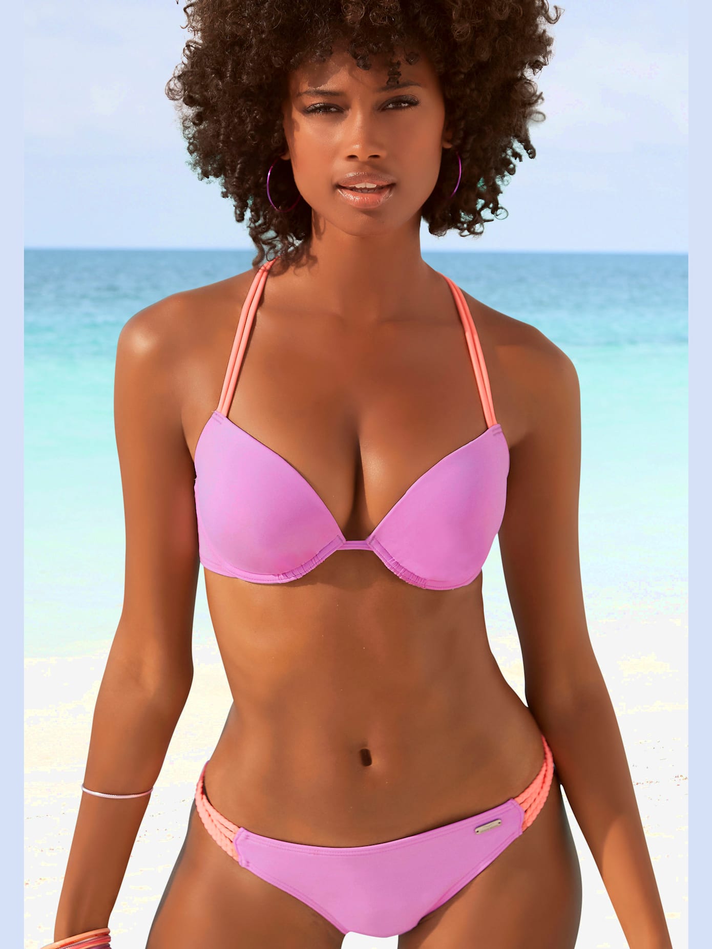 Haut de bikini push-up design contrasté