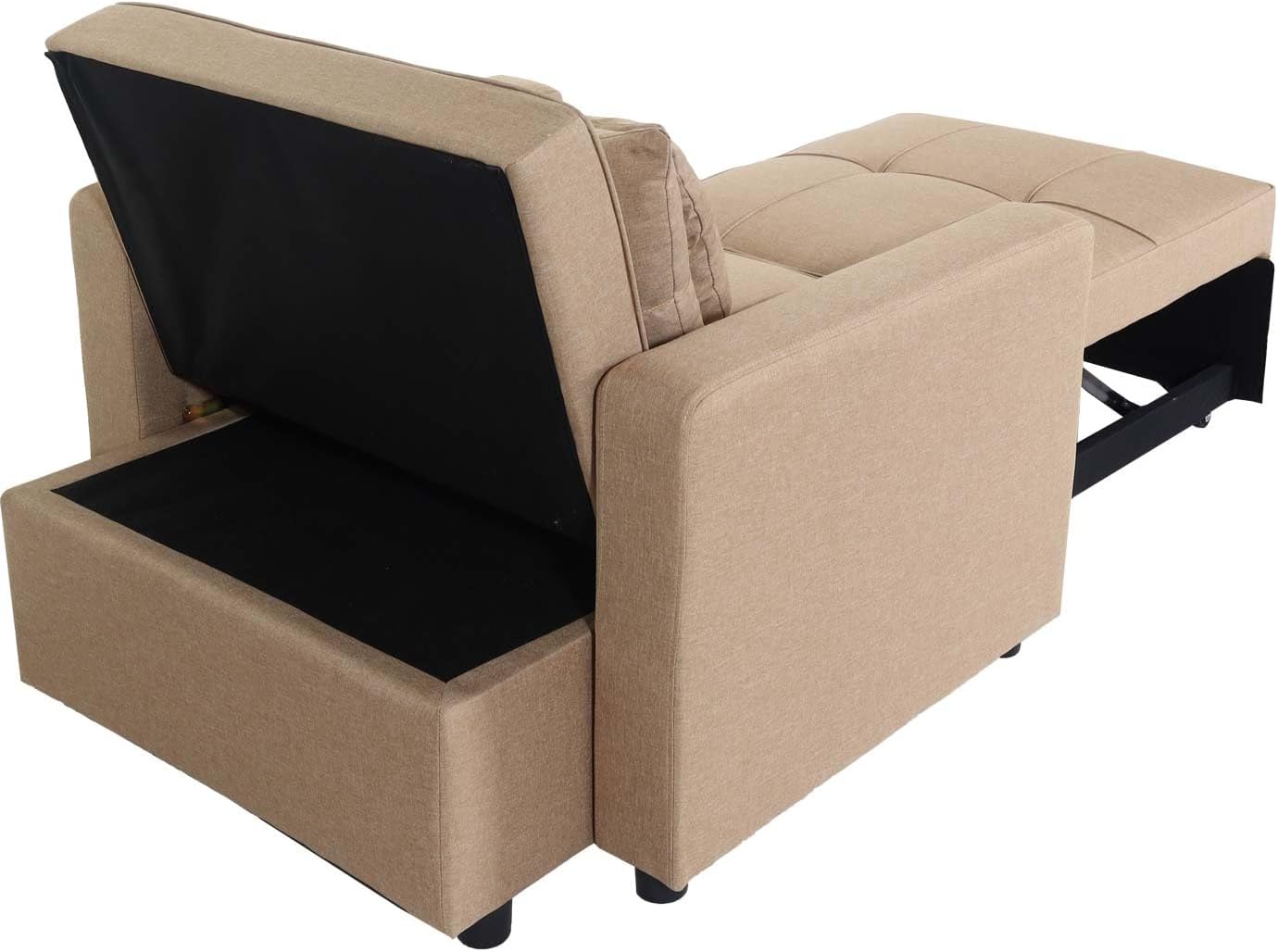 Mendler Schlafsessel HWC-L90, Klappsessel Schlafsofa Gästebett Relaxsessel, Liegefläche 197x103cm Stoff/Textil - Taupe