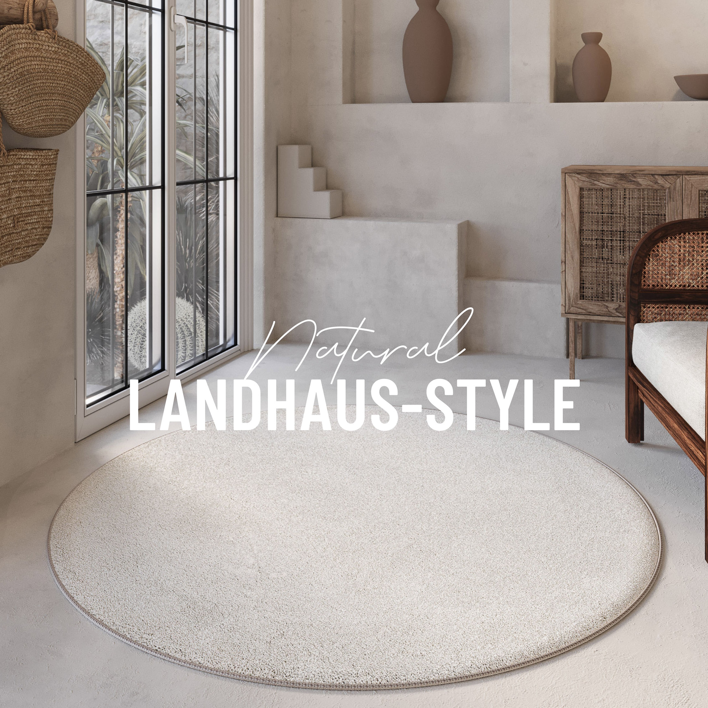 Wecon home Basics Hochflor-Teppich »Nova« rund 25 mm Höhe Shaggy, gewebt, robust, Wohnzimmer, Schlafzimmer