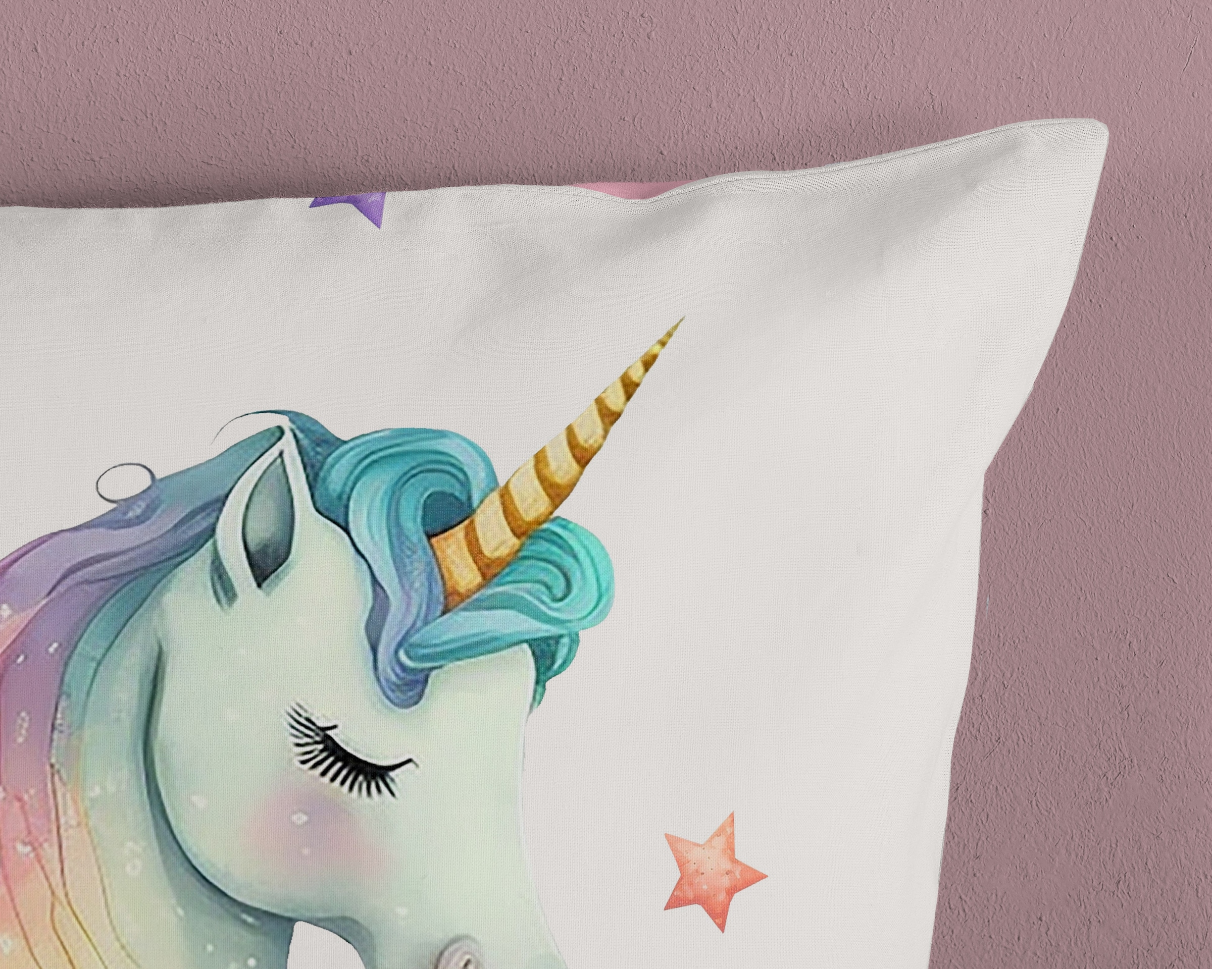 PURE luxury collection Kinderbettwäsche »Fancy« 2 Stk. tlg. Mikrofaser, 135x200, 2 Teilig, Wendeoptik, Kind, Mädchen, Einhorn