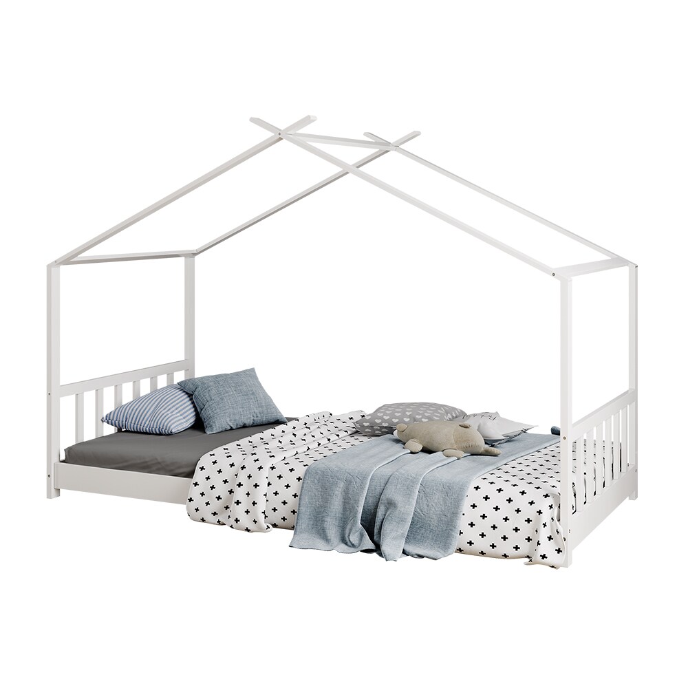 Vitalispa Kinderbett Bettenhaus Einzelbett Fredericke Weiß 200 x 90 cm modern Kinderzimmer Bett Lattenrost Rausfallschutz