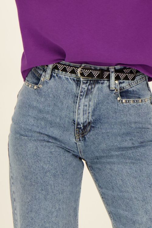 Zwarte riem met zilverkleurige studs