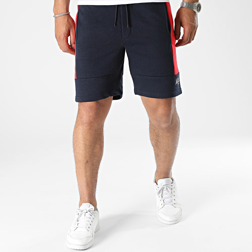 Short Jogging A Bandes Dan Blocking Bleu Marine