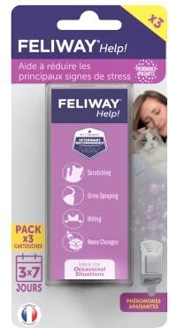 feliway Help! 3 x 7 dagen – 3 patronen voor kalmerende feromonendiffuser voor katten (3 x 340 mG) – helpen je kat in het dagelijks leven of bij stressvolle evenementen te kalmeren