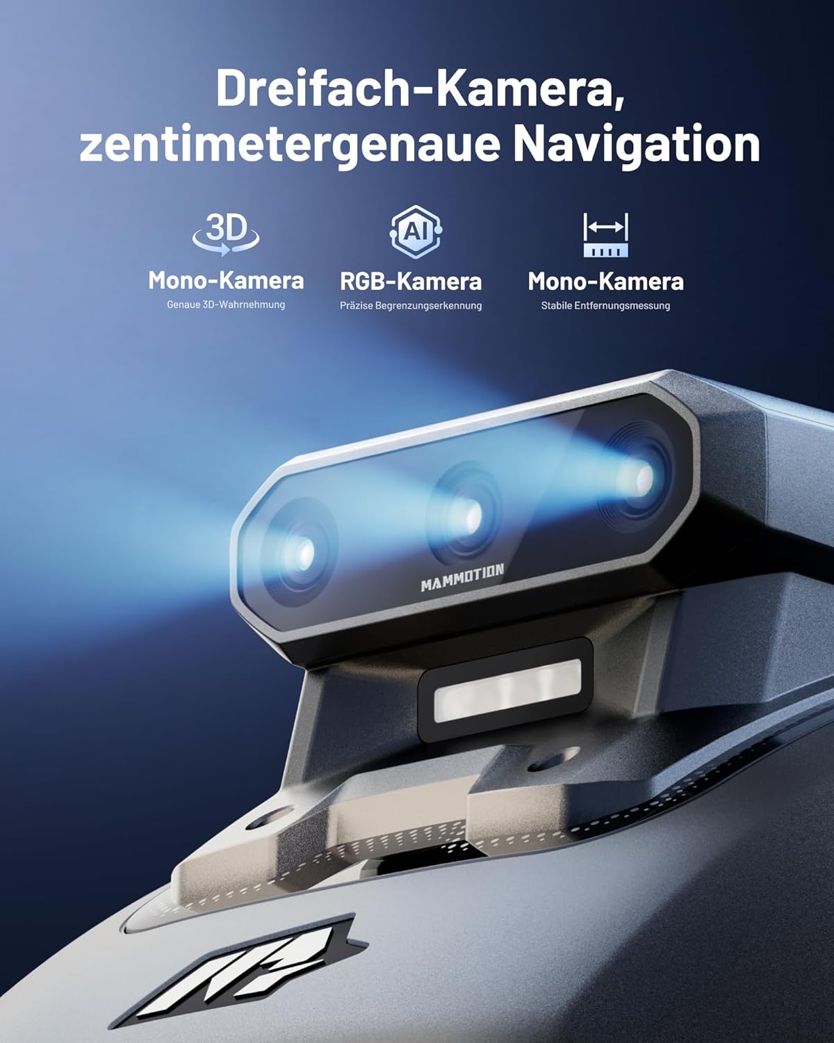 MAMMOTION YUKA mini 2 500 Mähroboter ohne Begrenzungskabel, Empf. 500 m², AI-gestützte DREI-Kamera-Bildverarbeitung Rasenmäher Roboter, Auto-Mehrzonen-Kartierung, DropMow, Manuelle Kartenbearbeitung