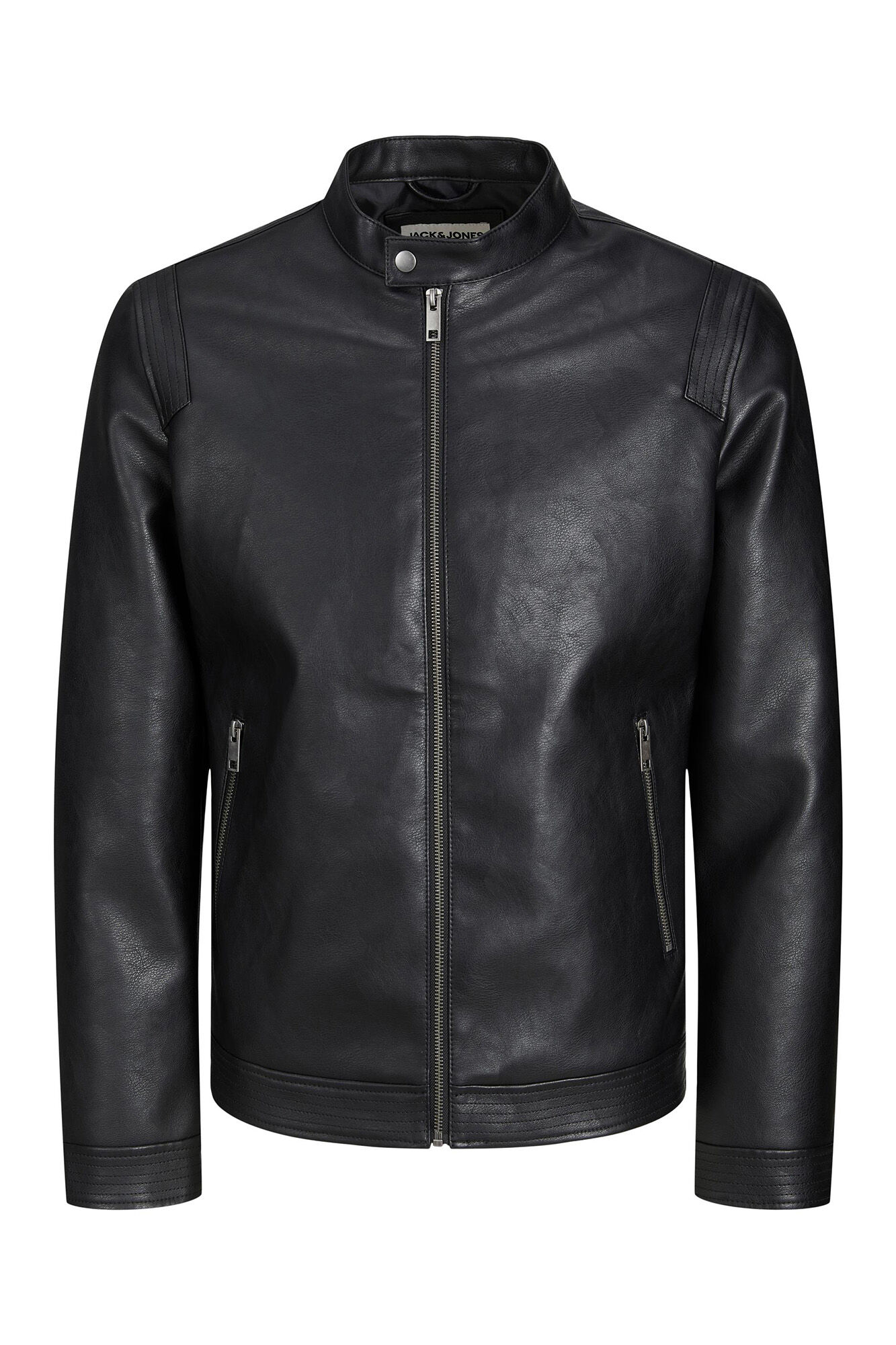Jaqueta de couro sintético estilo motociclista PLUS